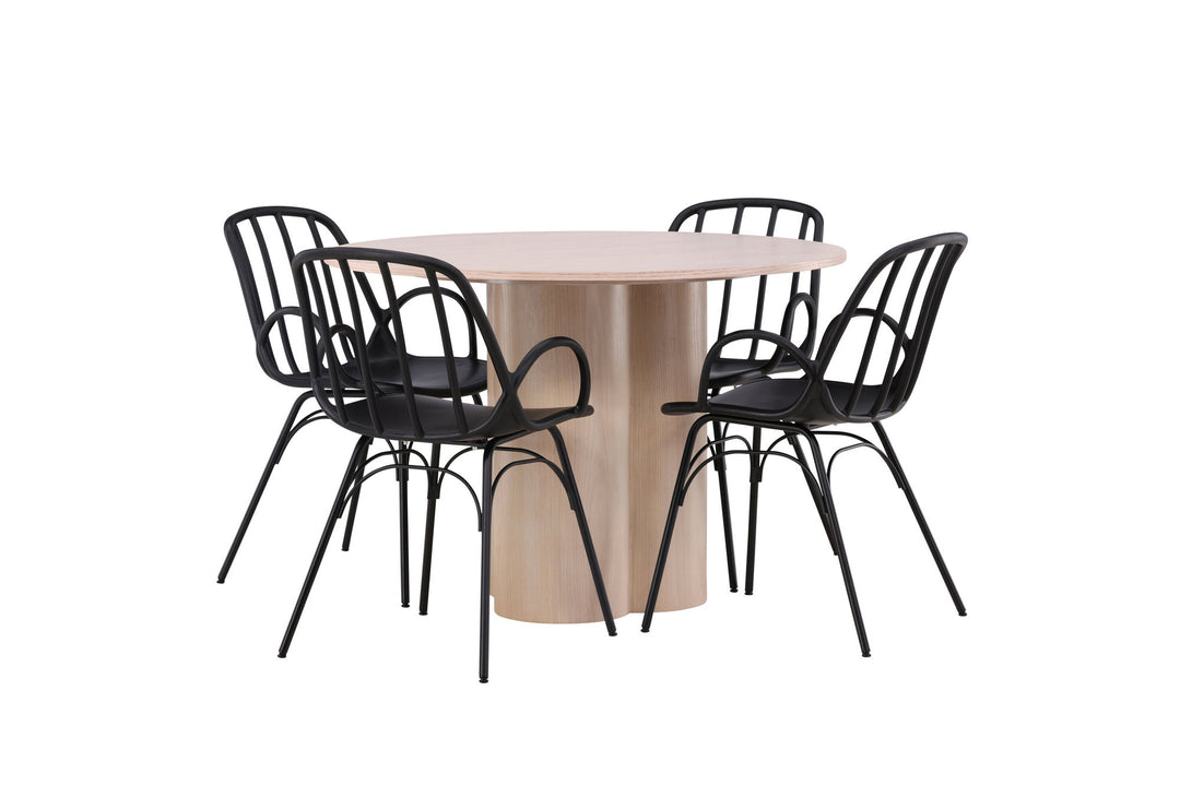 Venture Home OliviaDiningTable-WhiteWashVeneer+DyrönDiningChair-BlackPolypropylene_4