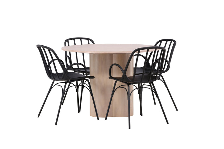 Venture Home OliviaDiningTable-WhiteWashVeneer+DyrönDiningChair-BlackPolypropylene_4