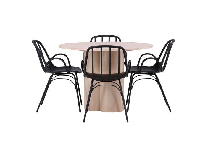 Venture Home OliviaDiningTable-WhiteWashVeneer+DyrönDiningChair-BlackPolypropylene_4