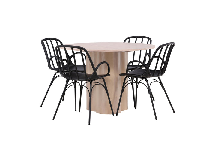 Venture Home OliviaDiningTable-WhiteWashVeneer+DyrönDiningChair-BlackPolypropylene_4