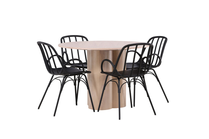 Venture Home OliviaDiningTable-WhiteWashVeneer+DyrönDiningChair-BlackPolypropylene_4