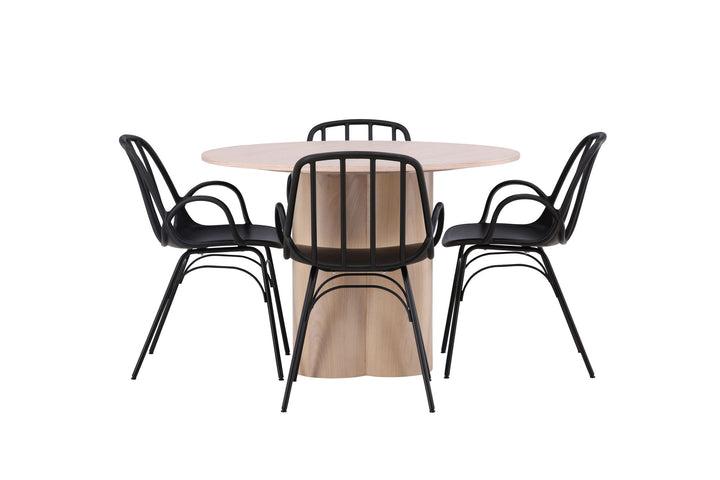 Venture Home OliviaDiningTable-WhiteWashVeneer+DyrönDiningChair-BlackPolypropylene_4