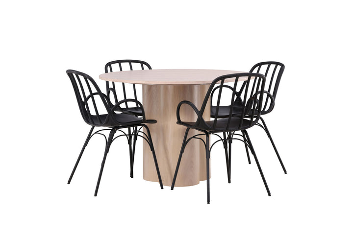 Venture Home OliviaDiningTable-WhiteWashVeneer+DyrönDiningChair-BlackPolypropylene_4