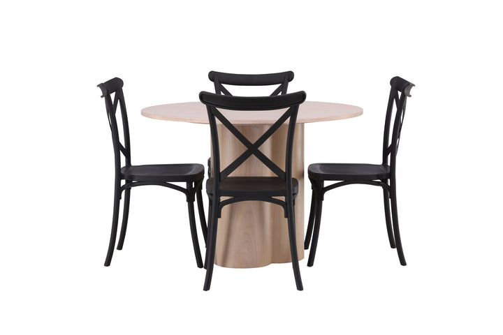 Venture Home OliviaDiningTable-WhiteWashVeneer+CrosettDiningChair-MatteBlack/MatteBlackPlastic_4