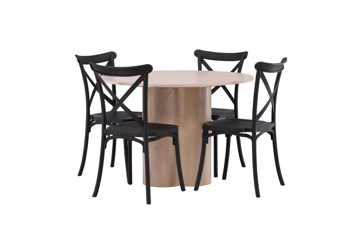 Venture Home OliviaDiningTable-WhiteWashVeneer+CrosettDiningChair-MatteBlack/MatteBlackPlastic_4