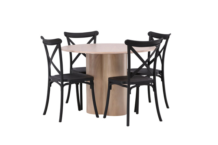 Venture Home OliviaDiningTable-WhiteWashVeneer+CrosettDiningChair-MatteBlack/MatteBlackPlastic_4
