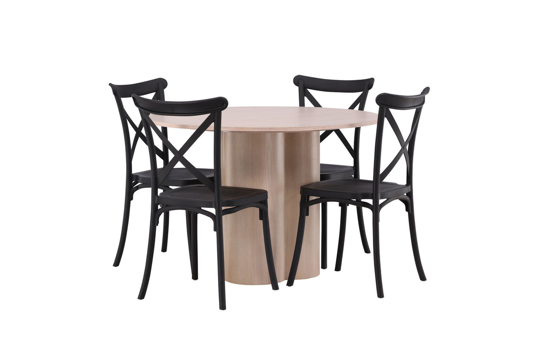 Venture Home OliviaDiningTable-WhiteWashVeneer+CrosettDiningChair-MatteBlack/MatteBlackPlastic_4