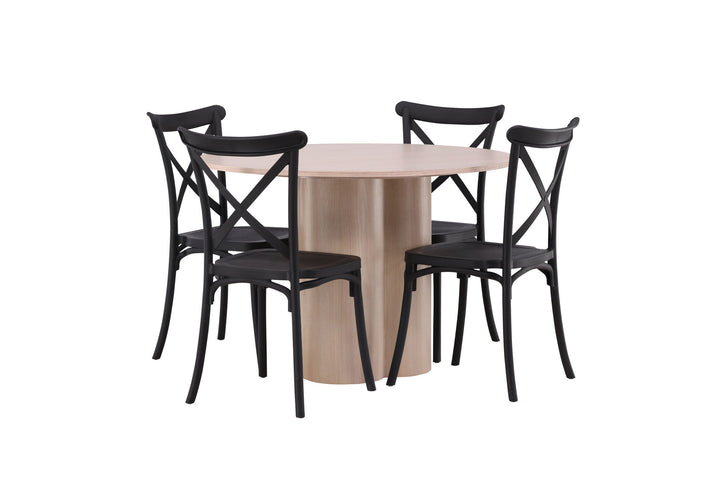 Venture Home OliviaDiningTable-WhiteWashVeneer+CrosettDiningChair-MatteBlack/MatteBlackPlastic_4