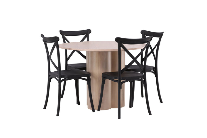 Venture Home OliviaDiningTable-WhiteWashVeneer+CrosettDiningChair-MatteBlack/MatteBlackPlastic_4