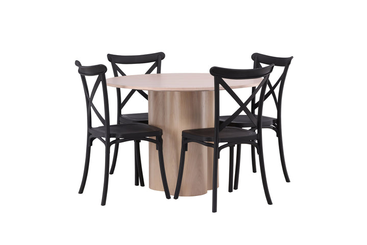 Venture Home OliviaDiningTable-WhiteWashVeneer+CrosettDiningChair-MatteBlack/MatteBlackPlastic_4