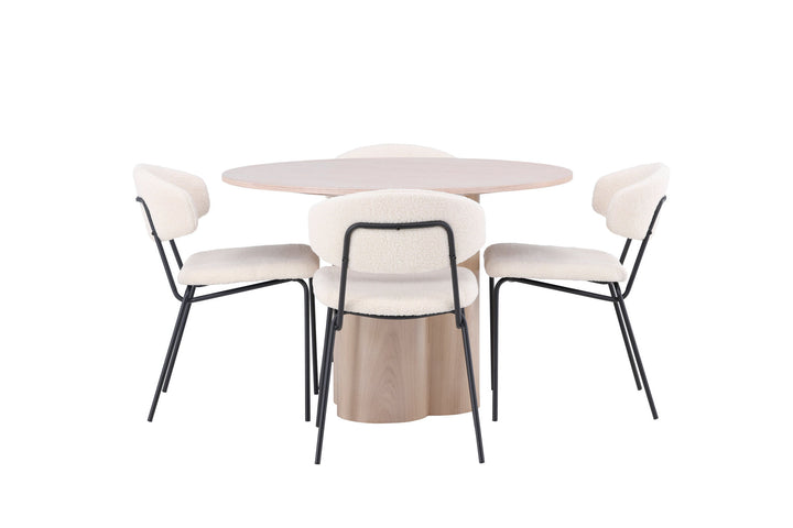 Venture Home OliviaDiningTable-WhiteWashVeneer+ChicoDiningChair-Black/WhiteBoucle_4