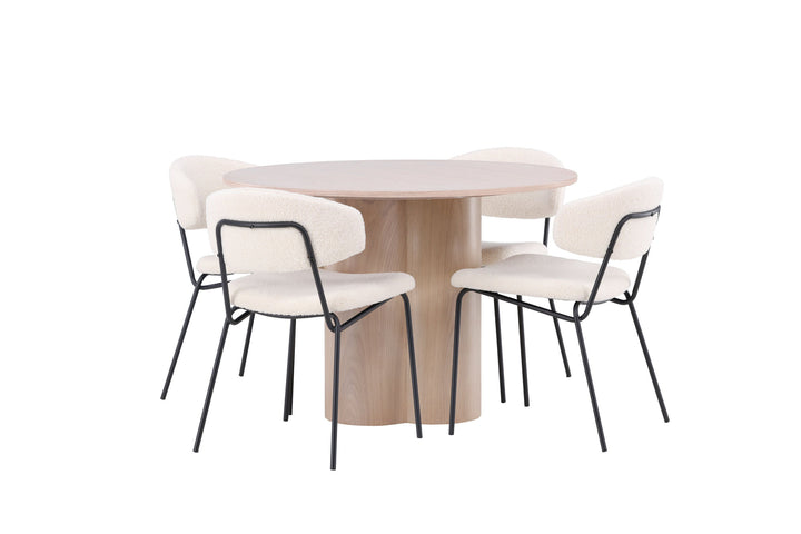 Venture Home OliviaDiningTable-WhiteWashVeneer+ChicoDiningChair-Black/WhiteBoucle_4