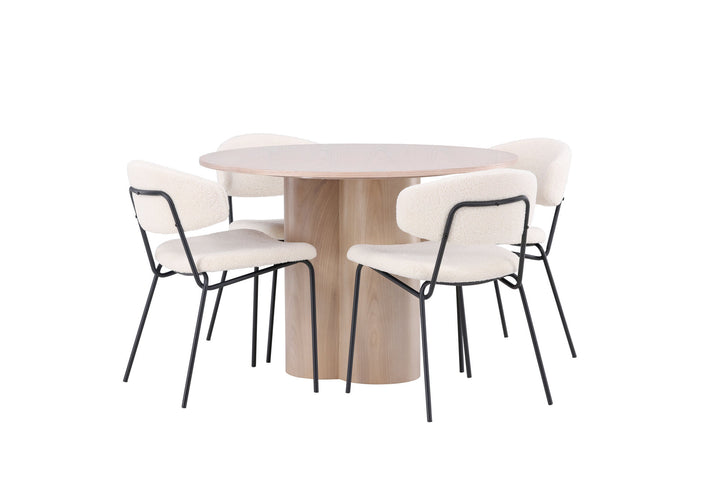 Venture Home OliviaDiningTable-WhiteWashVeneer+ChicoDiningChair-Black/WhiteBoucle_4