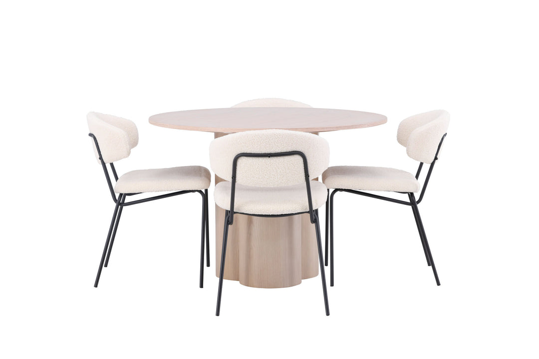 Venture Home OliviaDiningTable-WhiteWashVeneer+ChicoDiningChair-Black/WhiteBoucle_4