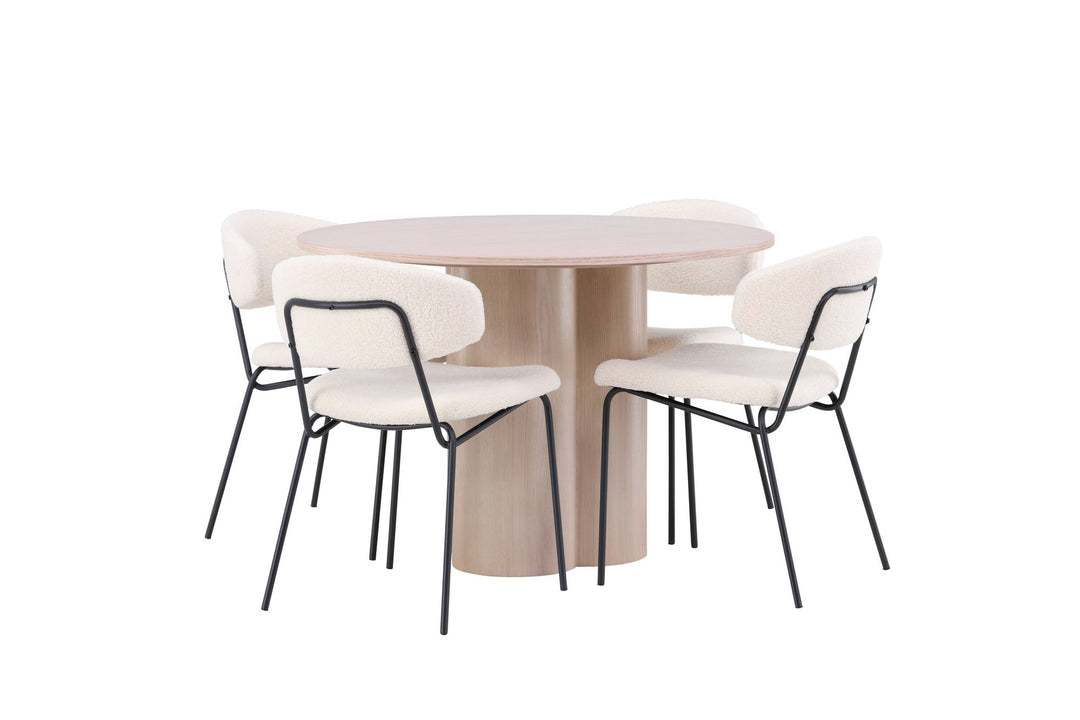 Venture Home OliviaDiningTable-WhiteWashVeneer+ChicoDiningChair-Black/WhiteBoucle_4