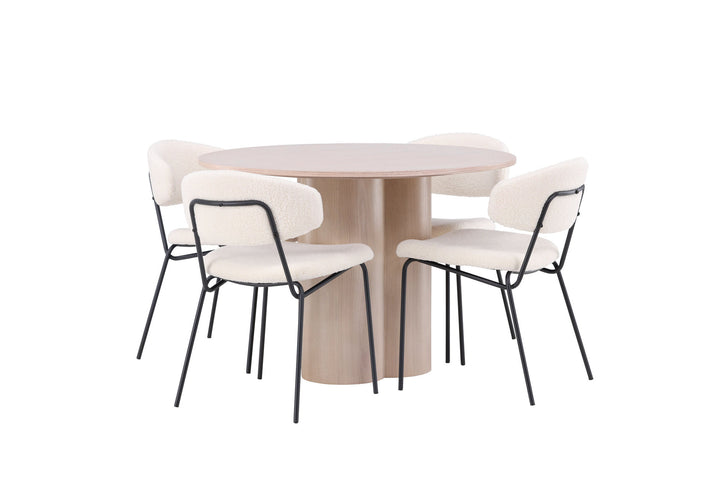 Venture Home OliviaDiningTable-WhiteWashVeneer+ChicoDiningChair-Black/WhiteBoucle_4