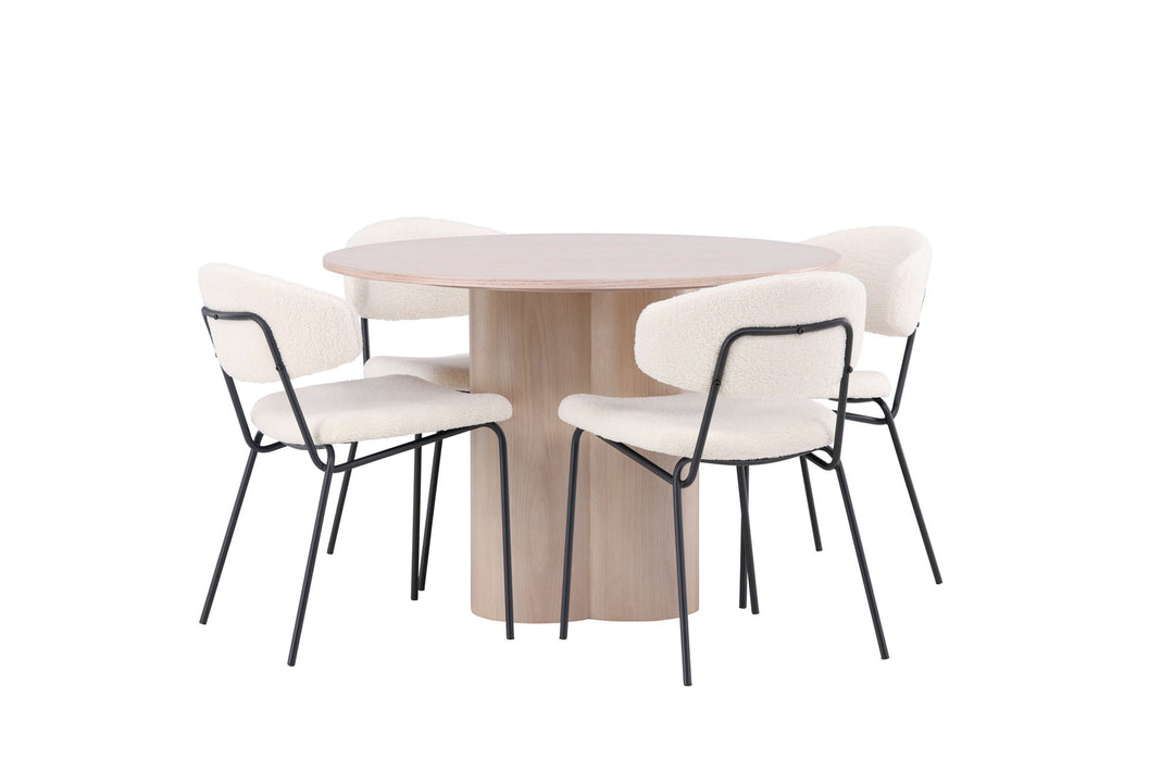 Venture Home OliviaDiningTable-WhiteWashVeneer+ChicoDiningChair-Black/WhiteBoucle_4