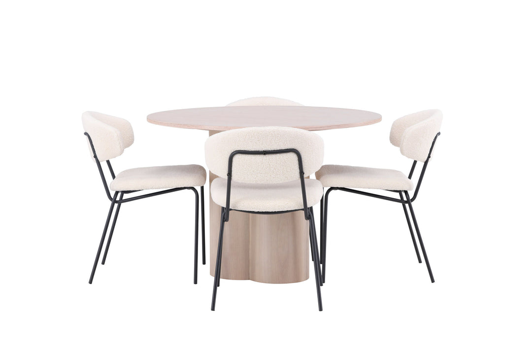 Venture Home OliviaDiningTable-WhiteWashVeneer+ChicoDiningChair-Black/WhiteBoucle_4