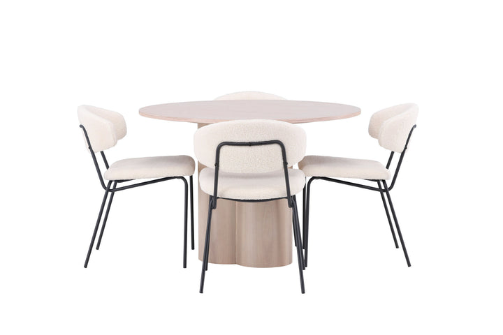 Venture Home OliviaDiningTable-WhiteWashVeneer+ChicoDiningChair-Black/WhiteBoucle_4