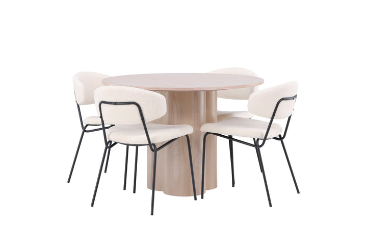 Venture Home OliviaDiningTable-WhiteWashVeneer+ChicoDiningChair-Black/WhiteBoucle_4