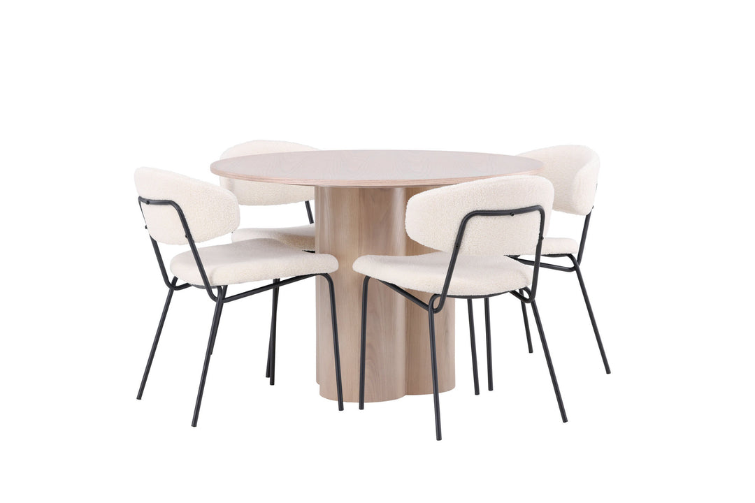 Venture Home OliviaDiningTable-WhiteWashVeneer+ChicoDiningChair-Black/WhiteBoucle_4