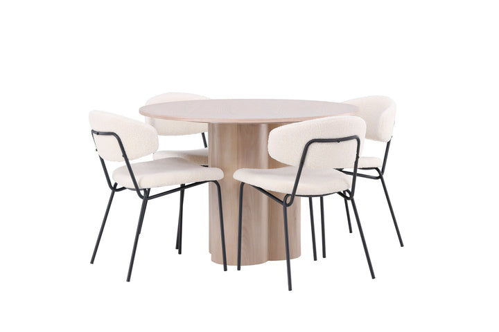 Venture Home OliviaDiningTable-WhiteWashVeneer+ChicoDiningChair-Black/WhiteBoucle_4