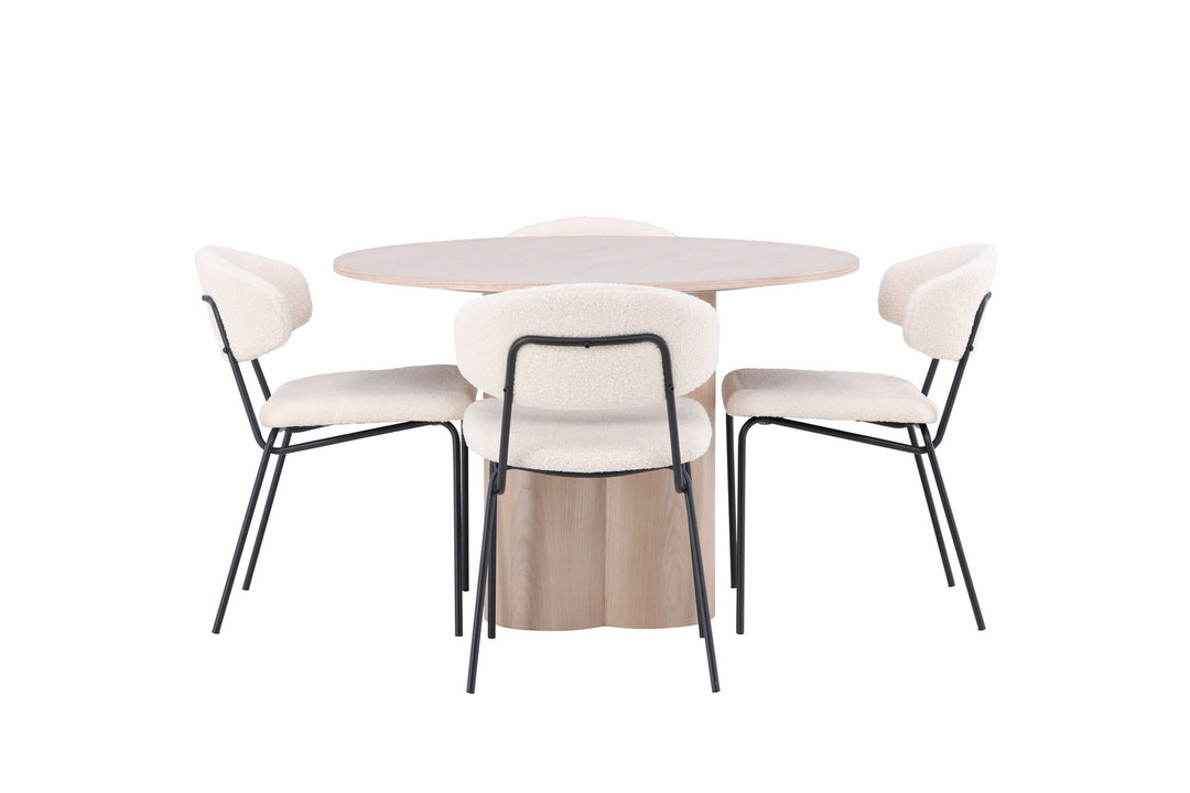 Venture Home OliviaDiningTable-WhiteWashVeneer+ChicoDiningChair-Black/WhiteBoucle_4
