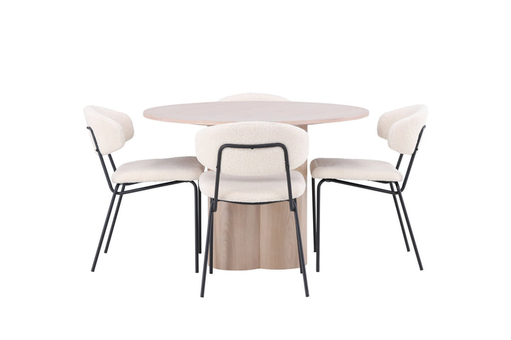Venture Home OliviaDiningTable-WhiteWashVeneer+ChicoDiningChair-Black/WhiteBoucle_4