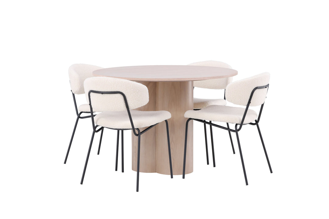 Venture Home OliviaDiningTable-WhiteWashVeneer+ChicoDiningChair-Black/WhiteBoucle_4