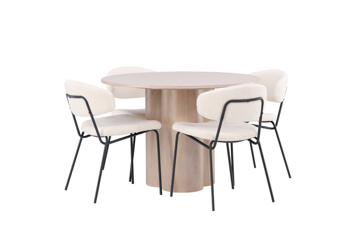 Venture Home OliviaDiningTable-WhiteWashVeneer+ChicoDiningChair-Black/WhiteBoucle_4