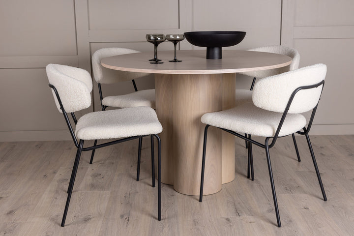 Venture Home OliviaDiningTable-WhiteWashVeneer+ChicoDiningChair-Black/WhiteBoucle_4