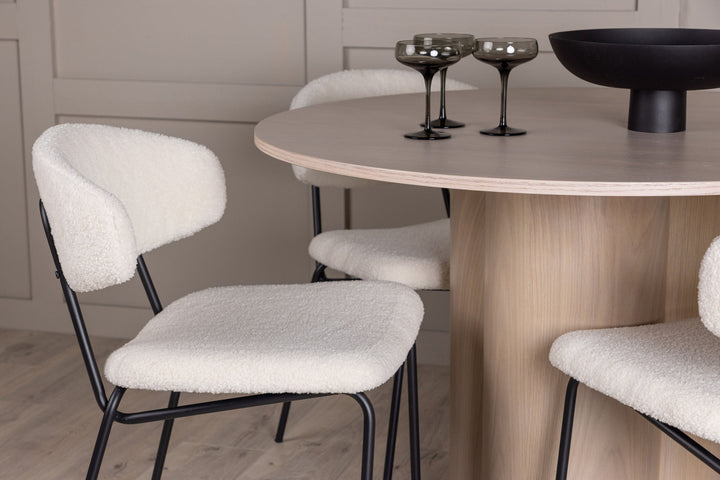 Venture Home OliviaDiningTable-WhiteWashVeneer+ChicoDiningChair-Black/WhiteBoucle_4