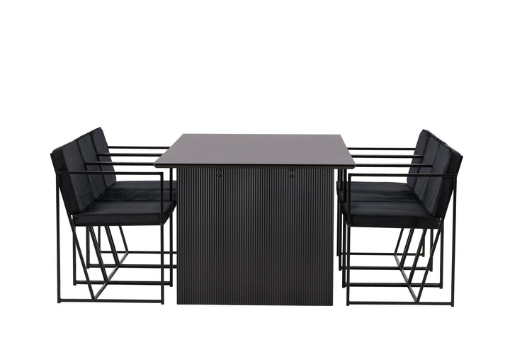 Venture Home Vail Dining Table - Black / Smoked Black MDF +Richmond Dining Chair - Black / Black Velvet _6