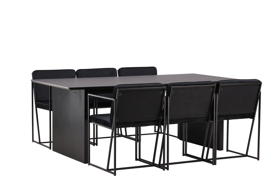 Venture Home Vail Dining Table - Black / Smoked Black MDF +Richmond Dining Chair - Black / Black Velvet _6