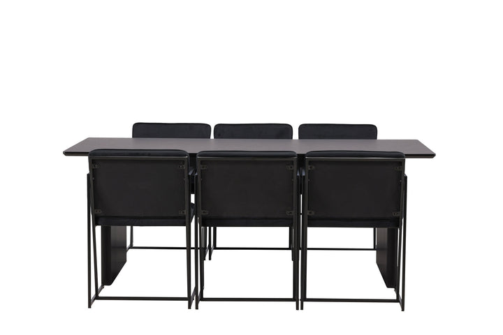 Venture Home Vail Dining Table - Black / Smoked Black MDF +Richmond Dining Chair - Black / Black Velvet _6