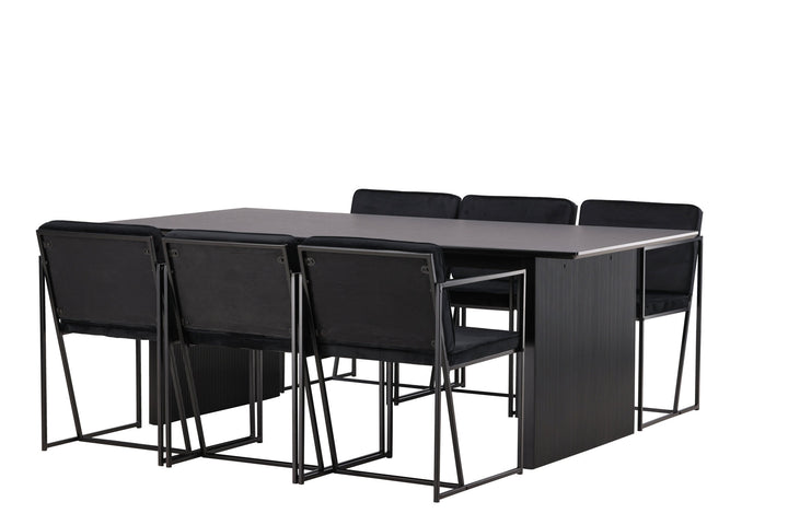 Venture Home Vail Dining Table - Black / Smoked Black MDF +Richmond Dining Chair - Black / Black Velvet _6