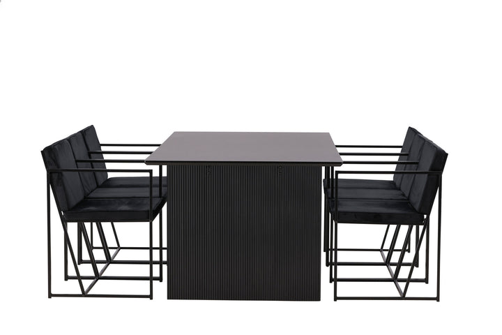 Venture Home Vail Dining Table - Black / Smoked Black MDF +Richmond Dining Chair - Black / Black Velvet _6