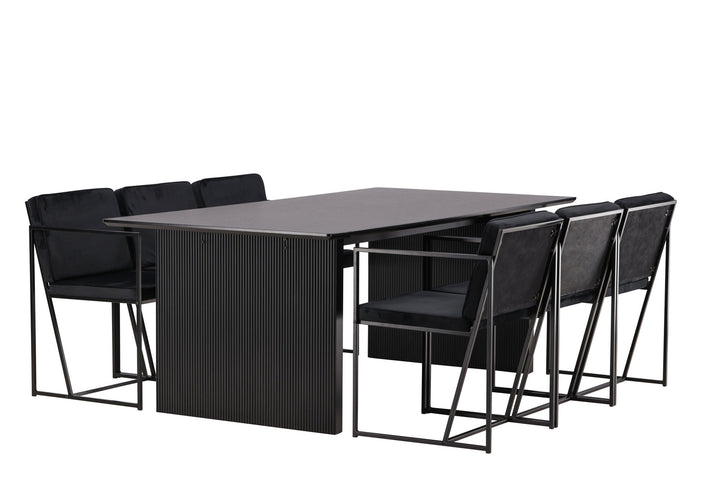 Venture Home Vail Dining Table - Black / Smoked Black MDF +Richmond Dining Chair - Black / Black Velvet _6