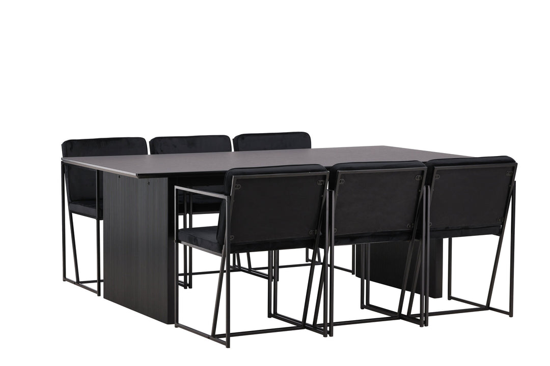 Venture Home Vail Dining Table - Black / Smoked Black MDF +Richmond Dining Chair - Black / Black Velvet _6