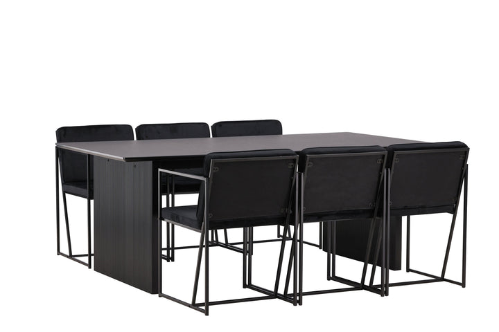Venture Home Vail Dining Table - Black / Smoked Black MDF +Richmond Dining Chair - Black / Black Velvet _6