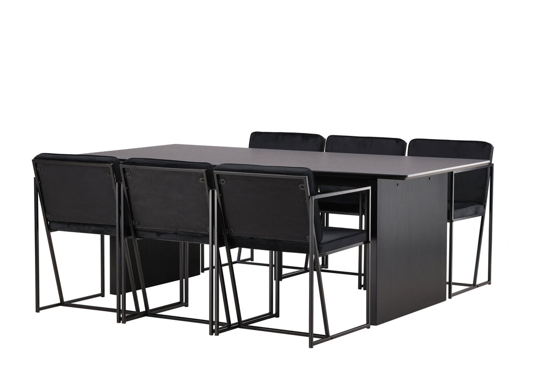 Venture Home Vail Dining Table - Black / Smoked Black MDF +Richmond Dining Chair - Black / Black Velvet _6