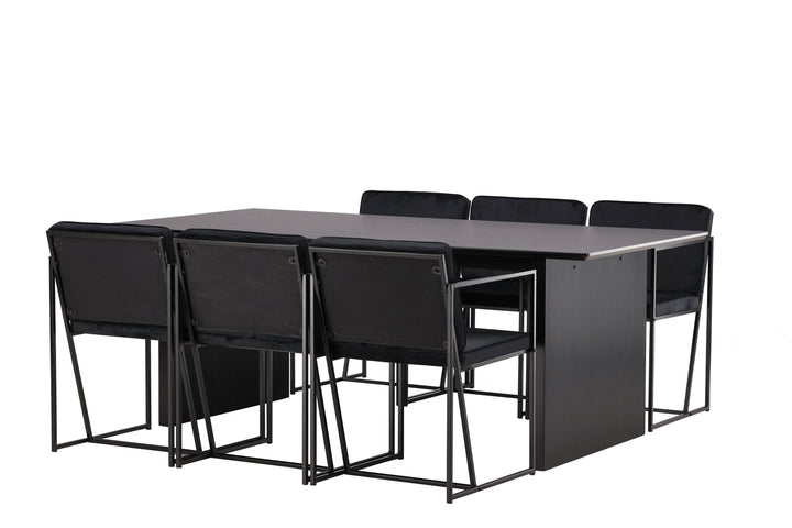 Venture Home Vail Dining Table - Black / Smoked Black MDF +Richmond Dining Chair - Black / Black Velvet _6