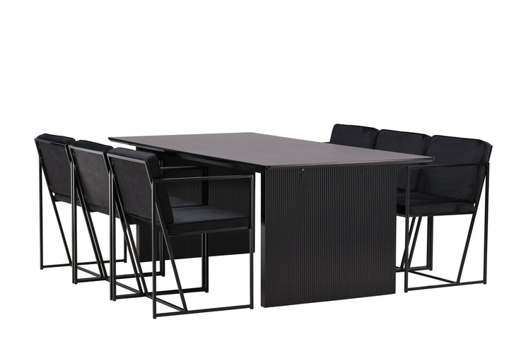 Venture Home Vail Dining Table - Black / Smoked Black MDF +Richmond Dining Chair - Black / Black Velvet _6