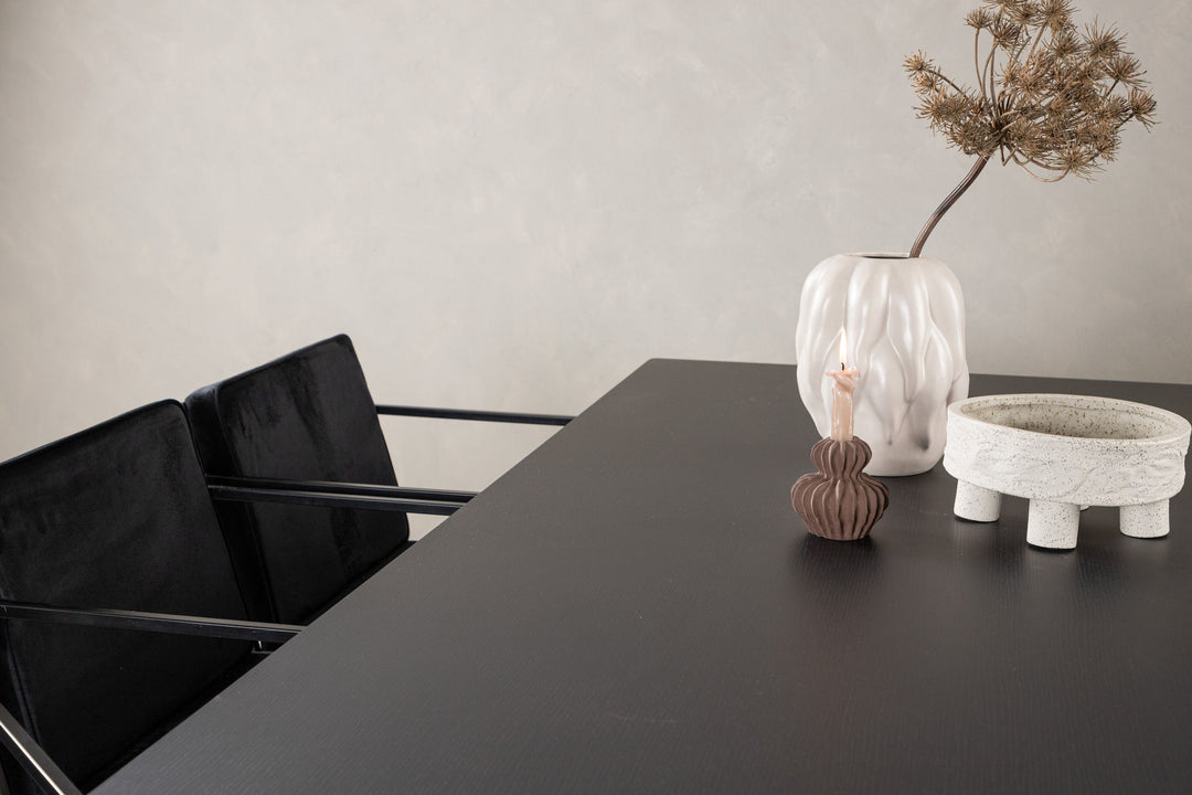 Venture Home Vail Dining Table - Black / Smoked Black MDF +Richmond Dining Chair - Black / Black Velvet _6