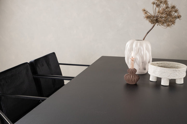 Venture Home Vail Dining Table - Black / Smoked Black MDF +Richmond Dining Chair - Black / Black Velvet _6