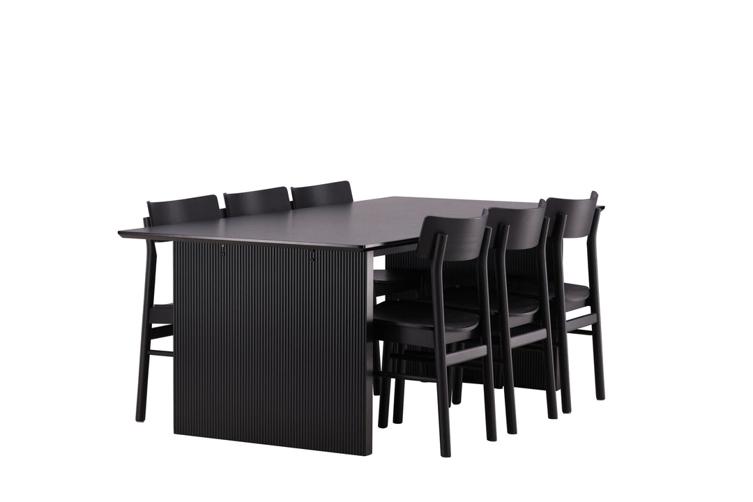 Venture Home Vail Dining Table - Black / Smoked Black MDF +Montros Dining Chair - Natural / Natural Rubberwood _6