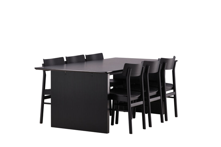 Venture Home Vail Dining Table - Black / Smoked Black MDF +Montros Dining Chair - Natural / Natural Rubberwood _6