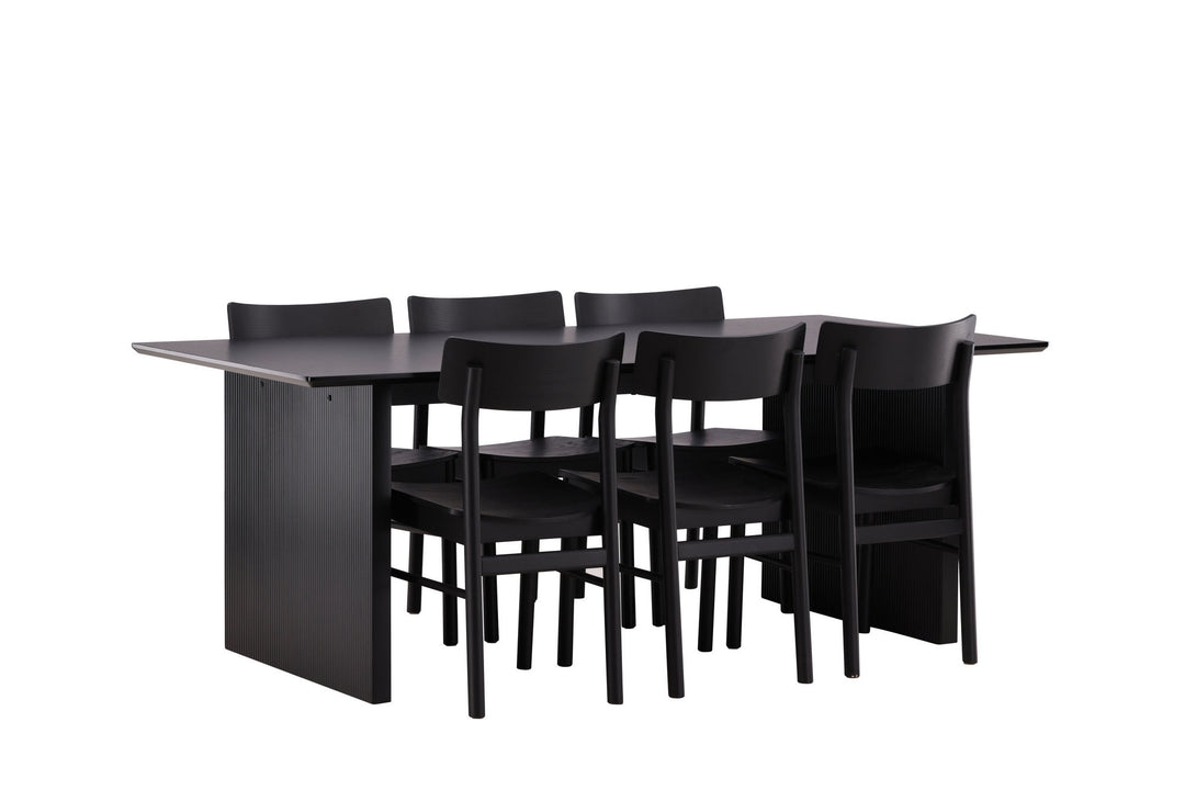 Venture Home Vail Dining Table - Black / Smoked Black MDF +Montros Dining Chair - Natural / Natural Rubberwood _6