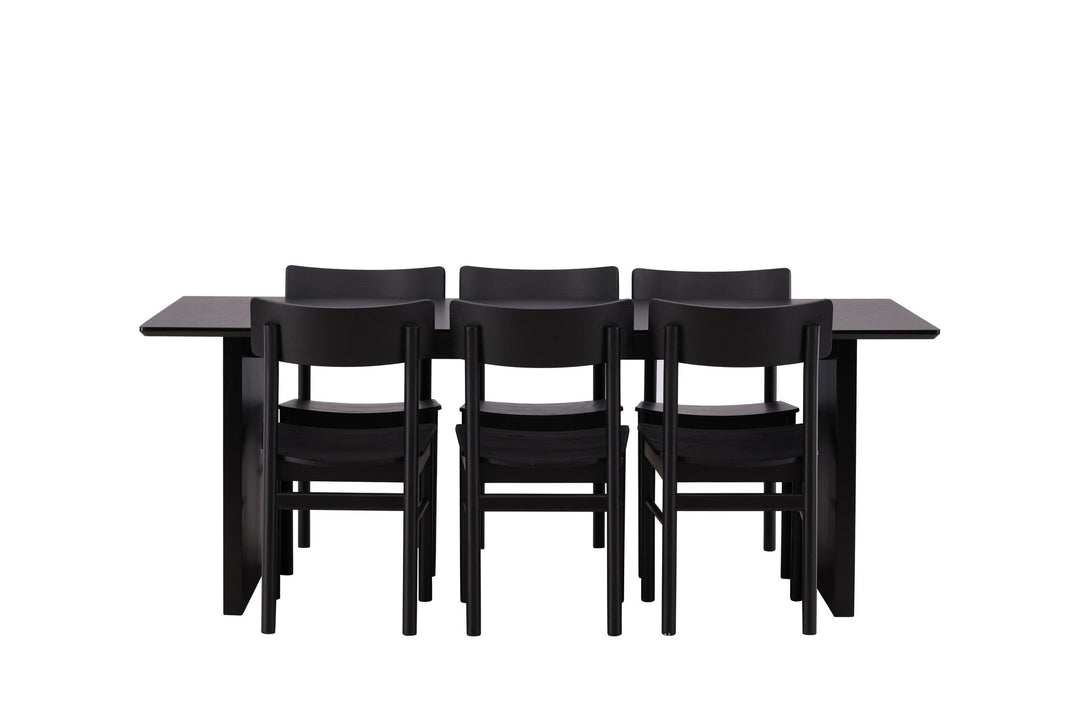 Venture Home Vail Dining Table - Black / Smoked Black MDF +Montros Dining Chair - Natural / Natural Rubberwood _6