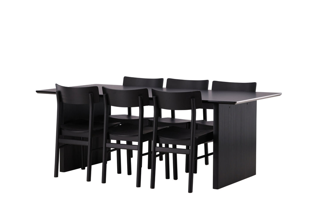 Venture Home Vail Dining Table - Black / Smoked Black MDF +Montros Dining Chair - Natural / Natural Rubberwood _6